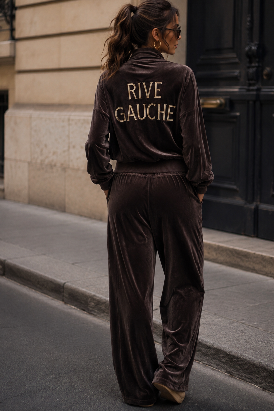 Parris Chocolate Velour Rive Gauche Tracksuit