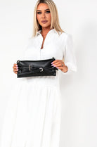 Paulena Black Metallic Buckle Front Bag