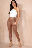 Pearl Camel Leather Look Leggings