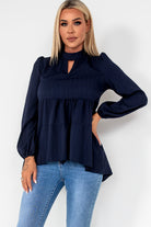 Pearla Navy Smock Top