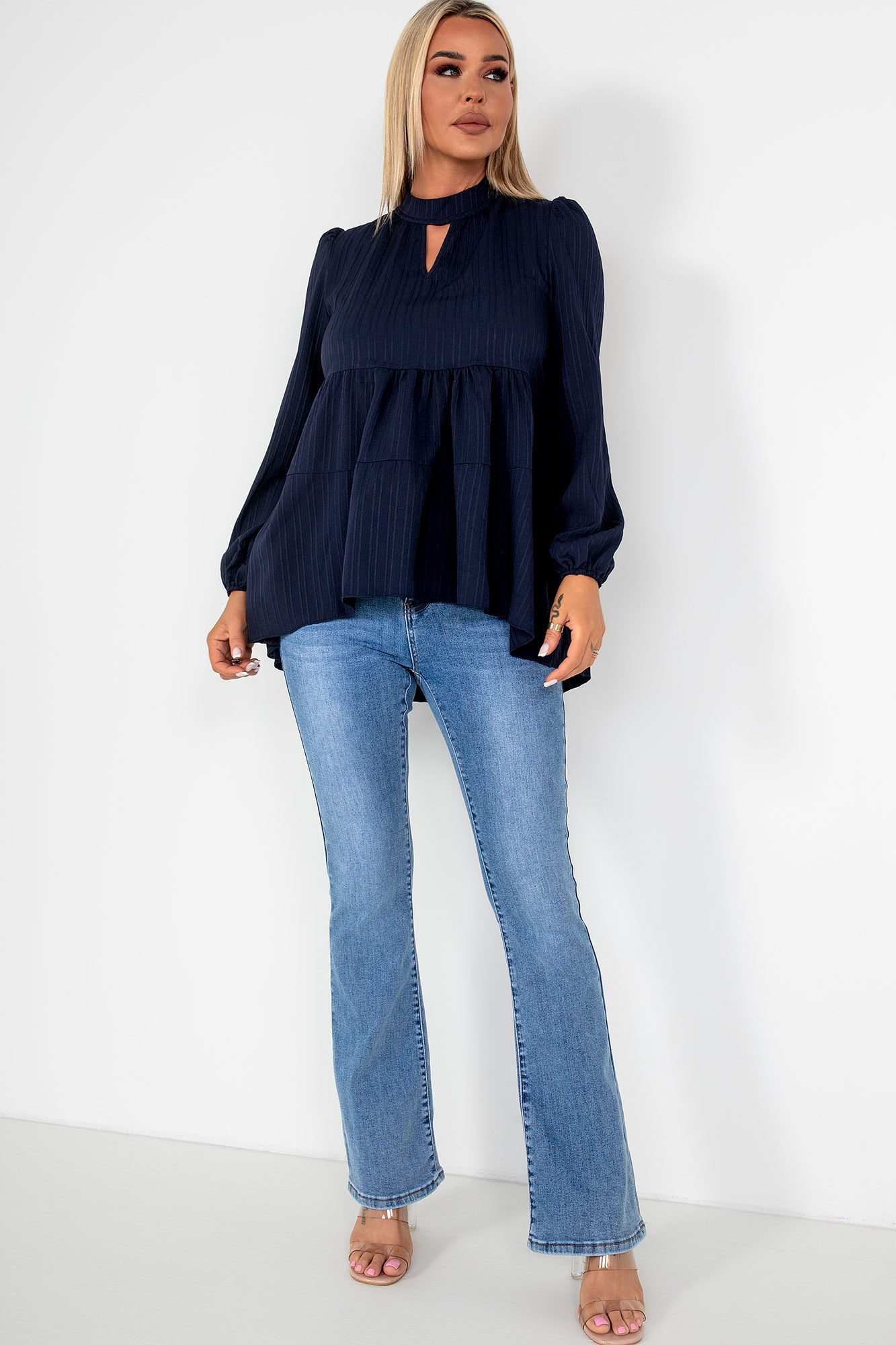 Pearla Navy Smock Top