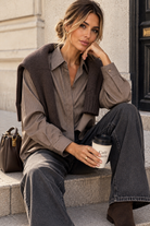 Pearline Mocha Striped Shirt