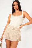 Pearly Stone Faux Leather Pleated Skort