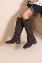 Peb Chocolate Suedette Knee High Boots