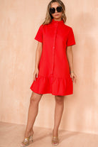 Peggy Red Cotton Smock Dress
