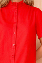 Peggy Red Cotton Smock Dress
