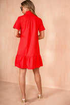 Peggy Red Cotton Smock Dress