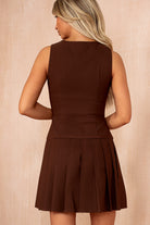 Penelope Chocolate Tailored Pleated Dress