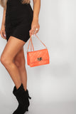 Penelope Orange Faux Leather Quilted Bag