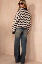 Perla Chocolate Chunky Knit Printed Jumper