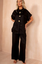 Perrie Black Cotton Brooch Co Ord