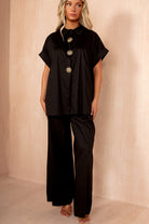 Perrie Black Cotton Brooch Co Ord