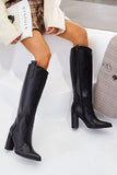 Petra Black Faux Leather Knee High Boots