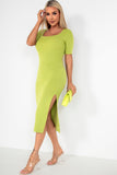 Petula Green Ribbed Knit Dress