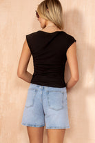 Petula Light Wash Denim Mom Shorts