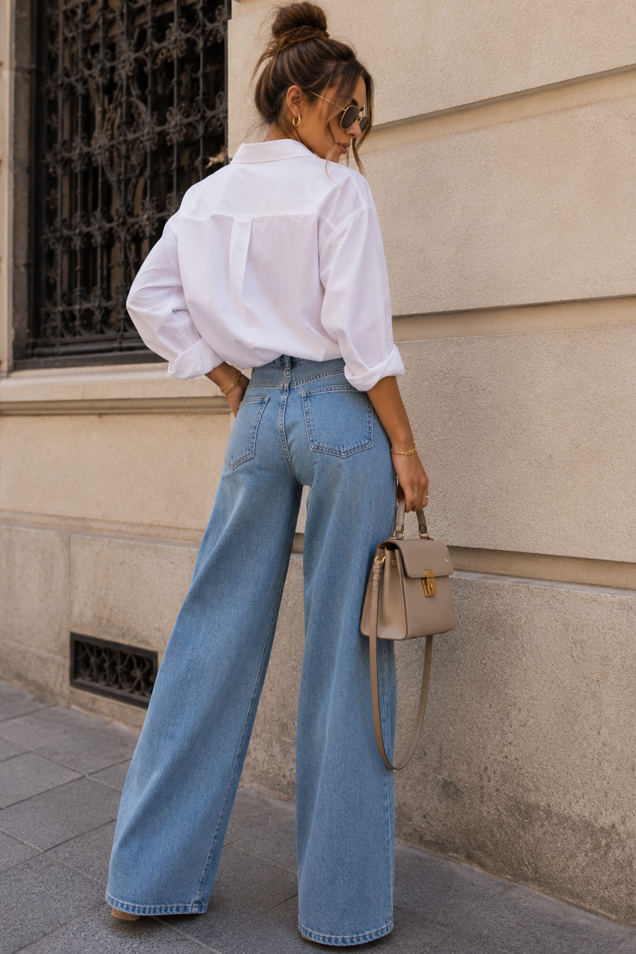 Petunia Blue Denim Wide Leg Jeans