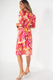 Petunia Orange and Pink Print Wrap Dress