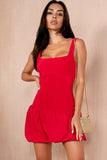 Pheba Red Slinky Puff Ball Dress