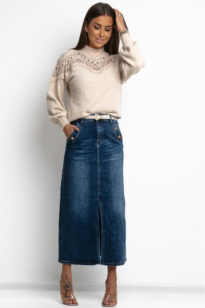 Phenix Blue Denim Maxi Skirt