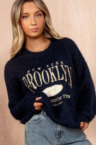 Philomena Navy Knit 'New York Brooklyn' Jumper