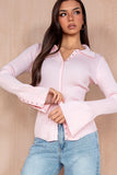 Phoenix Pink Knit Ribbed Blouse