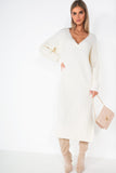 Phyllis Cream Knit Ribbed Dress