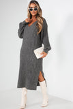 Phyllis Grey Knit Ribbed Dress