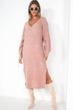 Phyllis Pink Knit Ribbed Dress