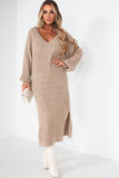 Phyllis Taupe Knit Ribbed Dress