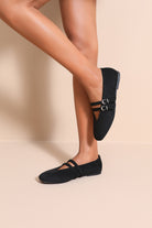 Pia Black Suedette Ballet Pumps