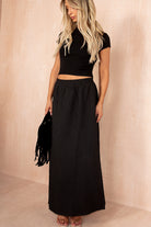 Pia Black Textured Maxi Skirt