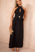 Pia Black Textured Maxi Skirt