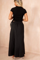 Pia Black Textured Maxi Skirt