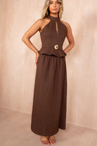 Pia Chocolate Textured Maxi Skirt