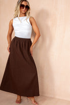 Pia Chocolate Textured Maxi Skirt