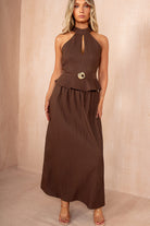 Pia Chocolate Textured Maxi Skirt