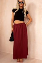 Pia Wine Textured Maxi Skirt