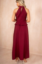 Pia Wine Textured Maxi Skirt