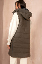 Pippa Khaki Oversized Longline Padded Gilet