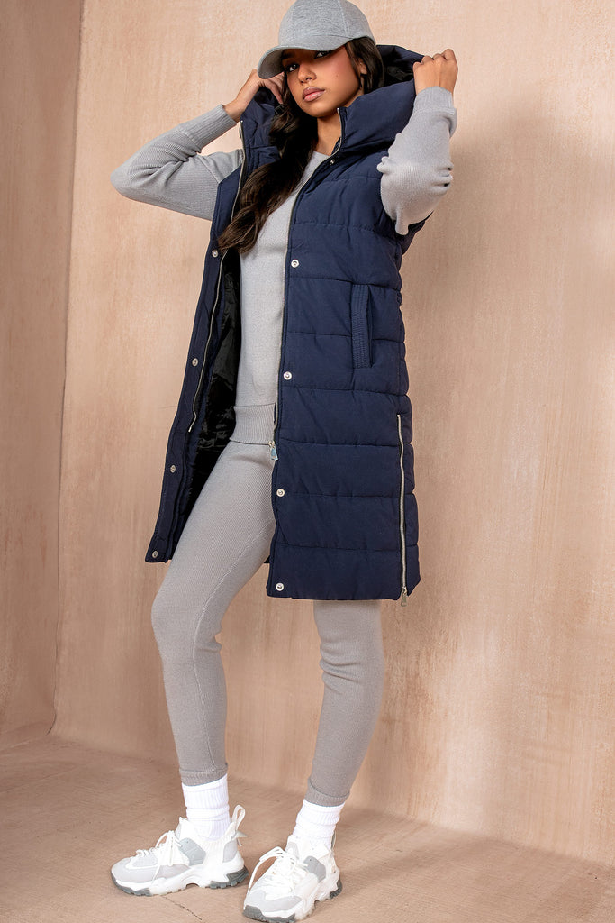 Pippa Navy Oversized Longline Padded Gilet