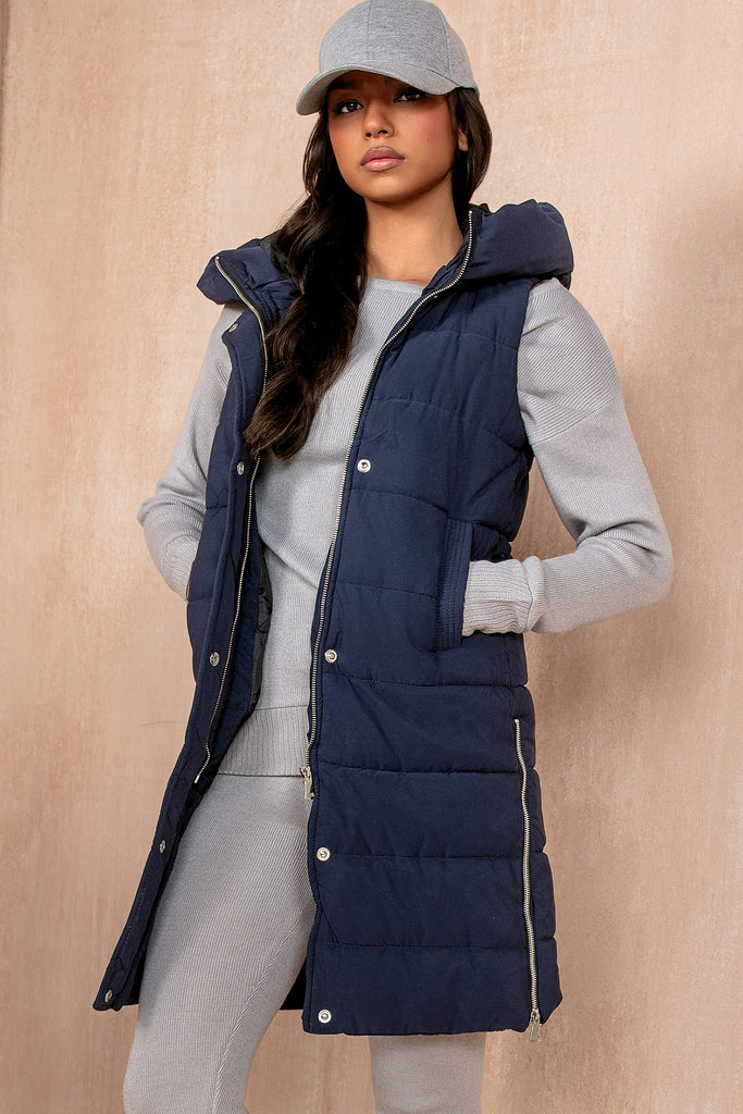 Pippa Navy Oversized Longline Padded Gilet