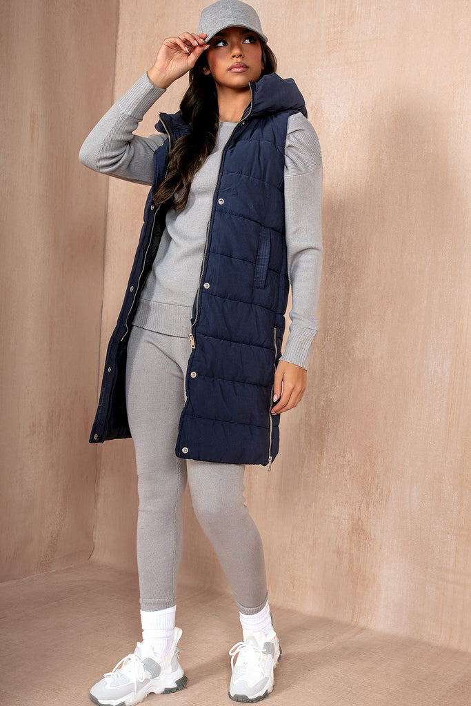 Pippa Navy Oversized Longline Padded Gilet