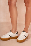 Pippa Stone Faux Leather Gum Sole Trainers