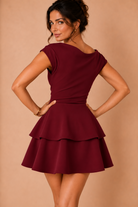 Pippa Wine Double Frill Mini Dress