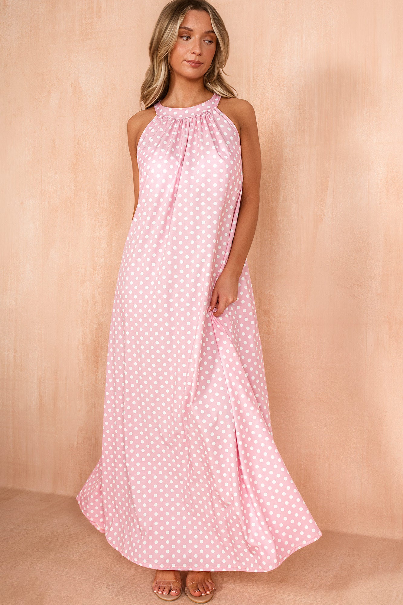 pink polka dot maxi dress Pixie Pink Polka Dot Maxi Dress – Vavavoom.ie