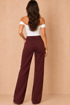 Polina Burgundy Wide Leg Jeans
