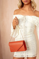 Pollie Orange PU Detachable Chain Bag