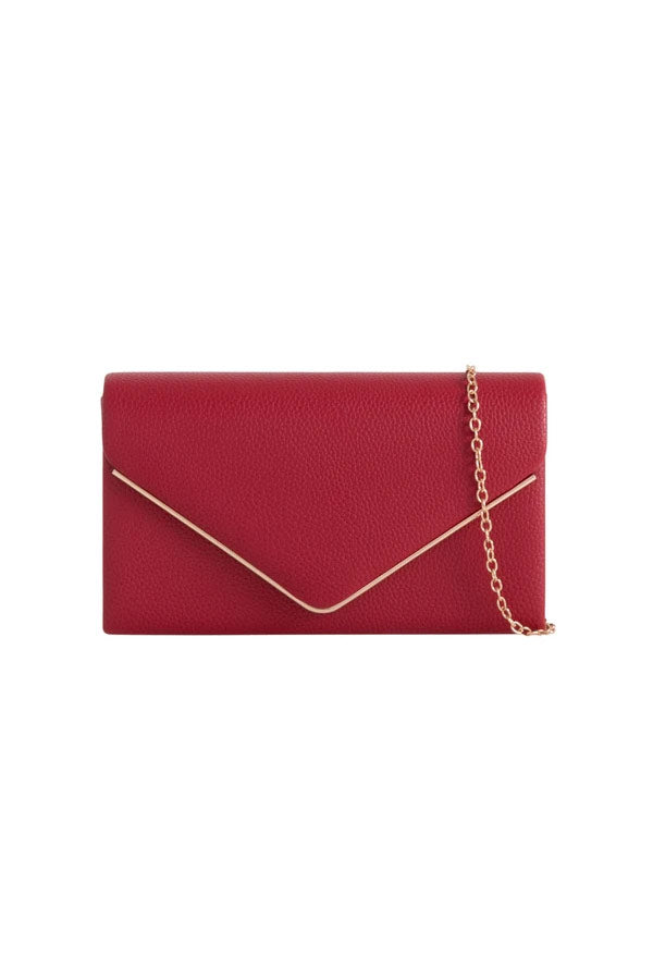 Pollie Red Faux Leather Detachable Chain Bag
