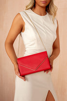 Pollie Red Moc Croc Detachable Chain Bag
