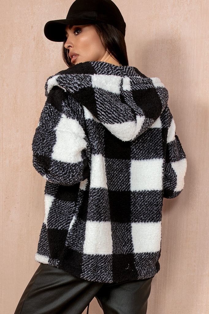 Polly Black Check Teddy Jacket